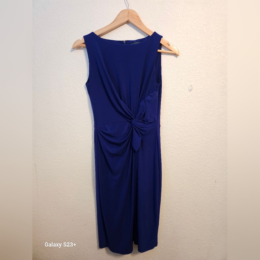Ralph Lauren Blue Sleeveless Sheath Midi Dress